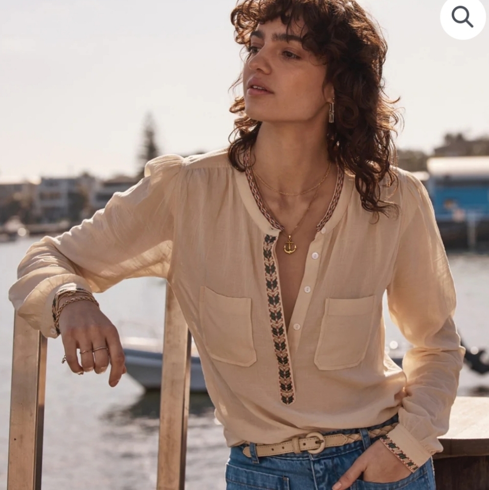 NWT || MARIE LOUISE DE MONTEREY || vintage inspired top, embroidered, size 10